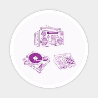 Boombox, Beat Maker, Turntable (Violet Lines) Analog / Music Magnet